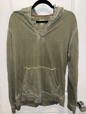 Lucky Brand Olive Green Hooded Henley Pullover